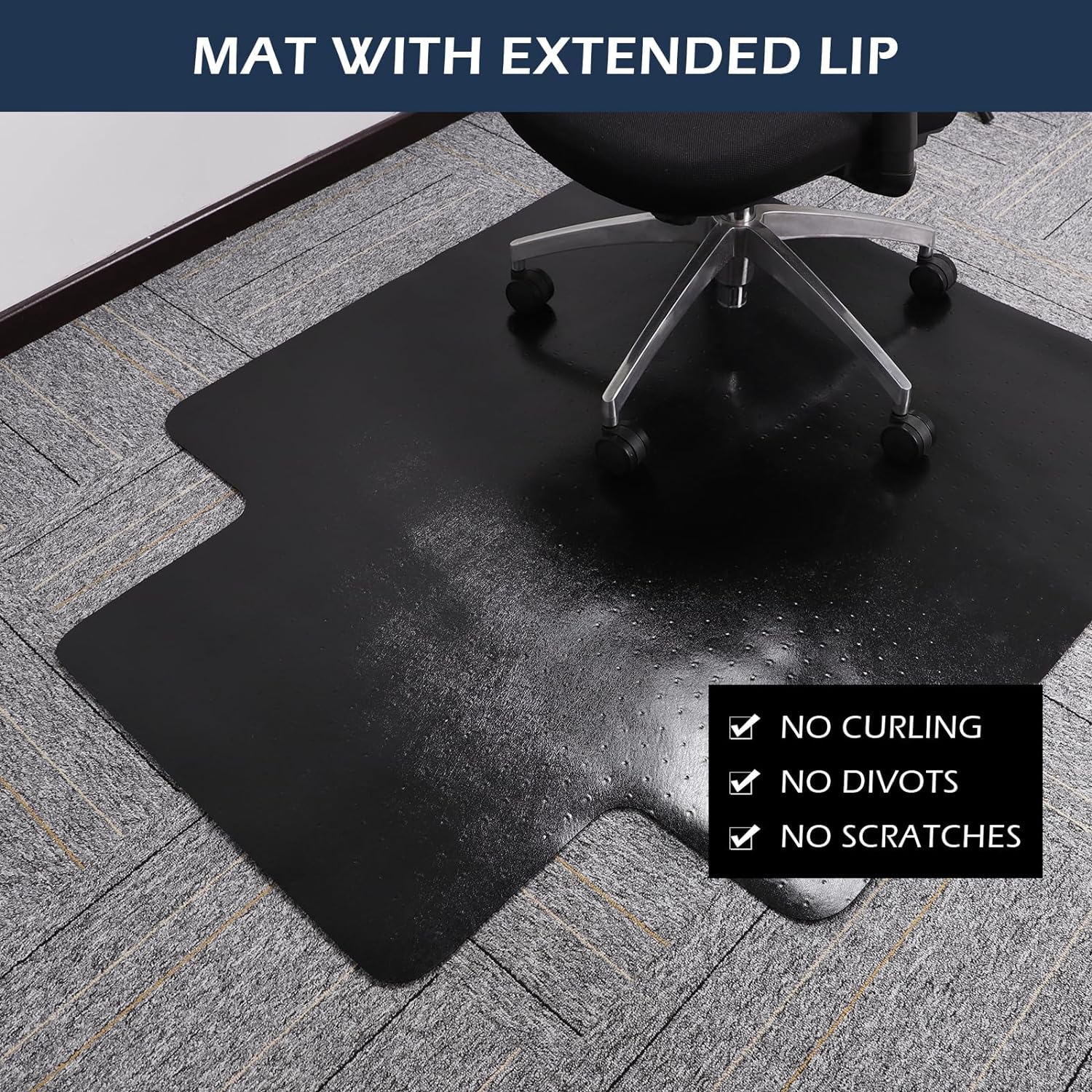 SALLOUS Office Chair Mat for Carpet, 48in x 36in Heavy Duty, Gaming Chair Mat with Grips, Rolling