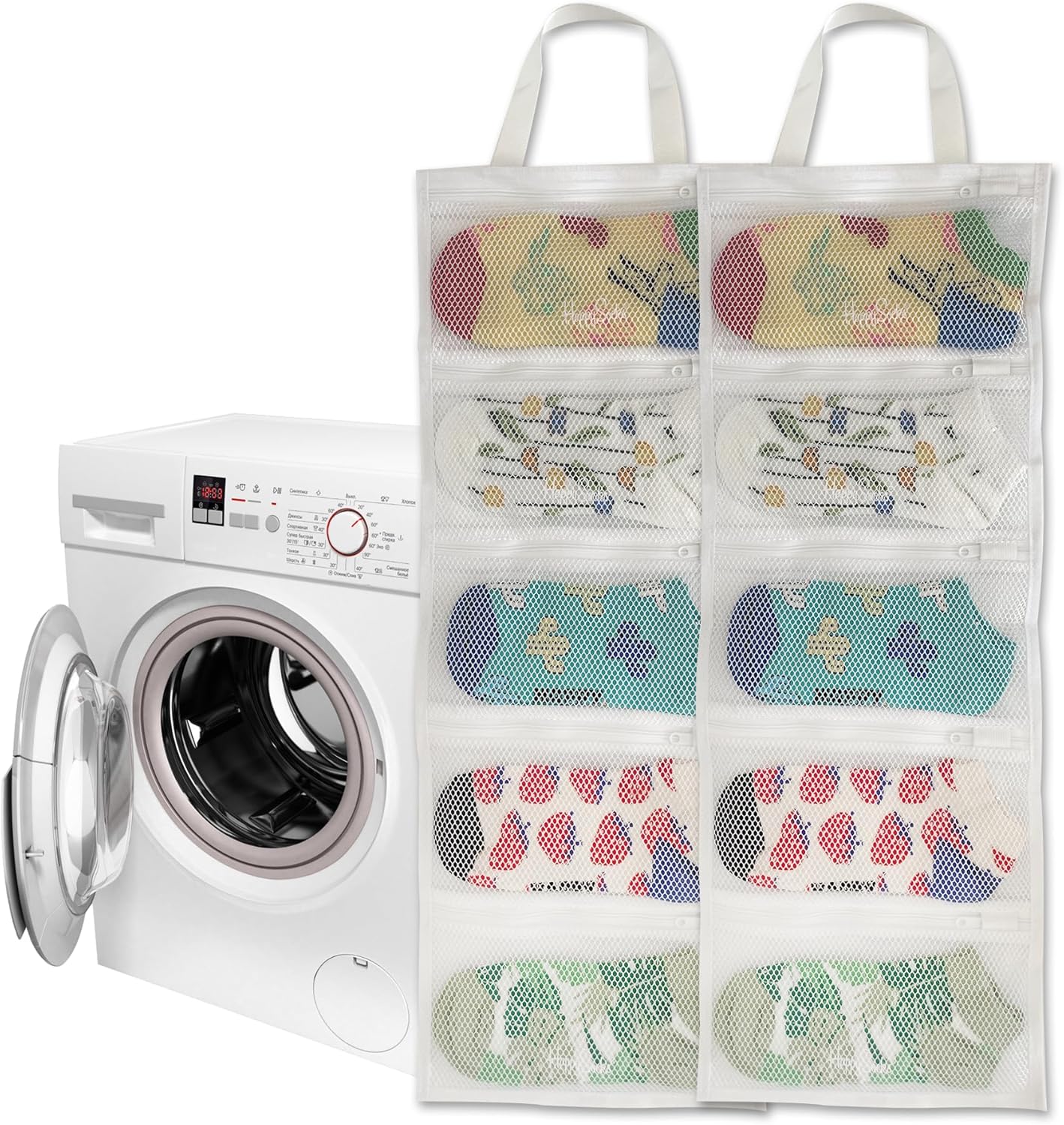 Mesh laundry bags for washing machine, can wash 10 pairs of socks, maintain shape, keep one
