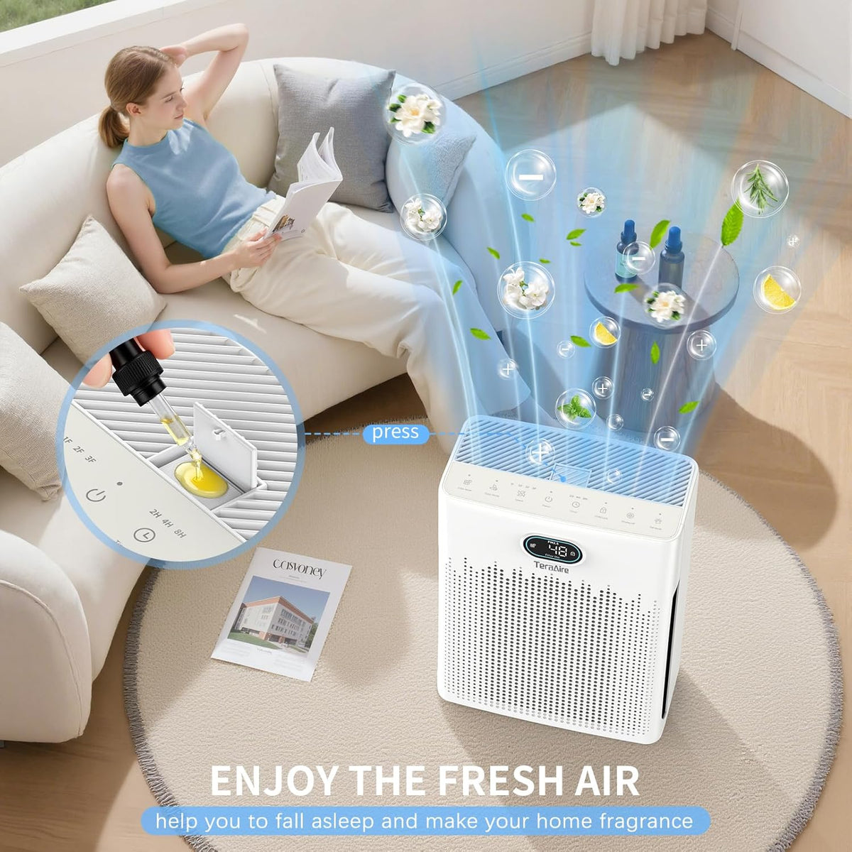 Air Purifiers for Home Cover Up to 2200 Ft², HEPA Air Purifier with Washable Pre-filter, Pet mode