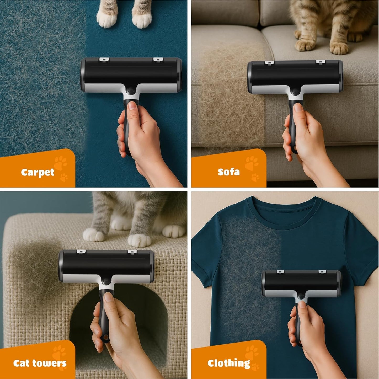 Pet Hair Remover with Fur Collector - Easy to Use Pet Hair Removal Tool - Cat & Dog Hair Remover