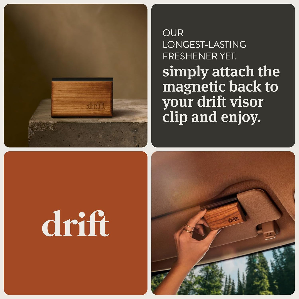 Drift Car Air Freshener Starter Kit - Wooden Deodorizer - Vehicle Odor Remover - Auto Scent