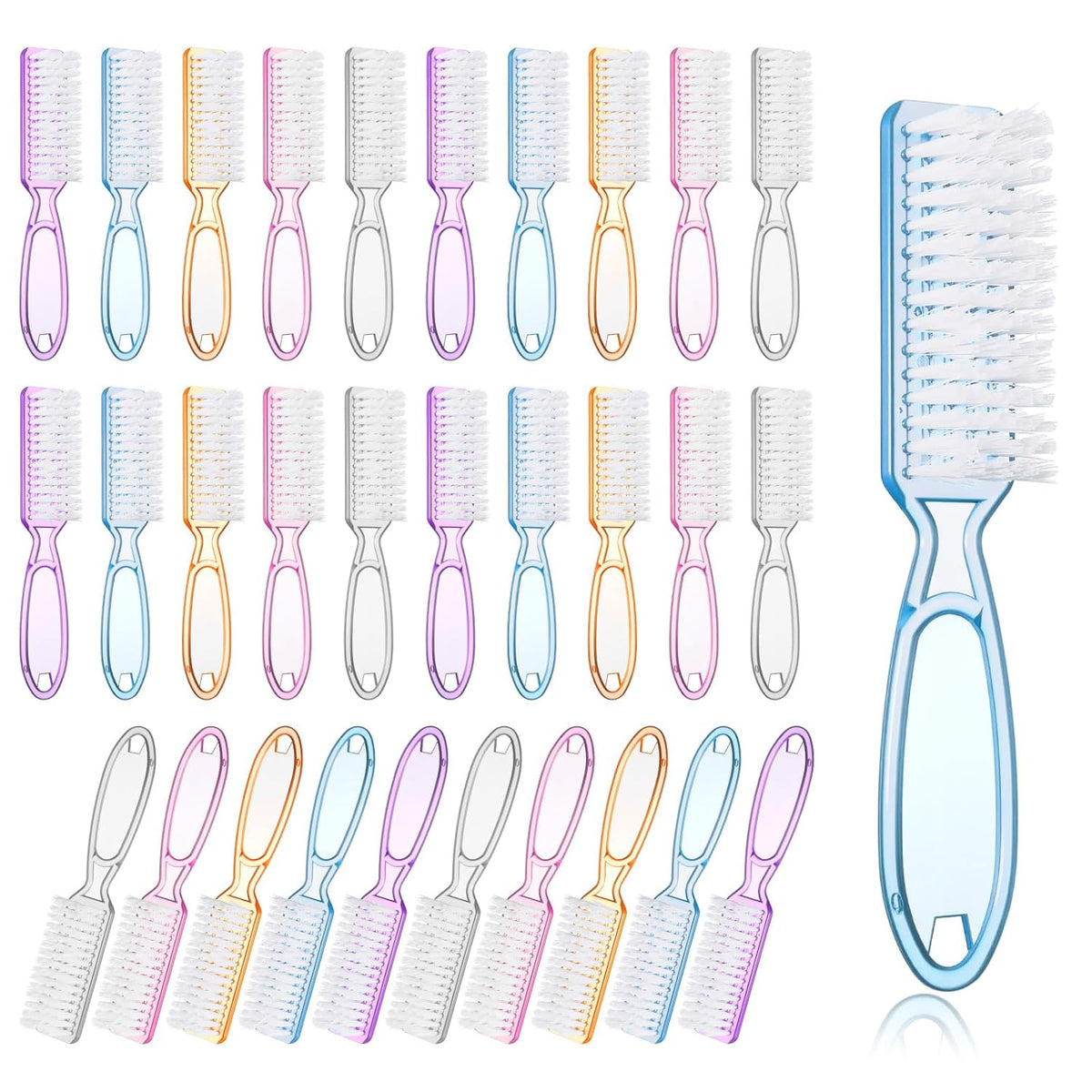 50 Pcs Handle Grip Nail Scrubber Brushes, Manicure Pedicure Cleaning Brushes for Fingernails and