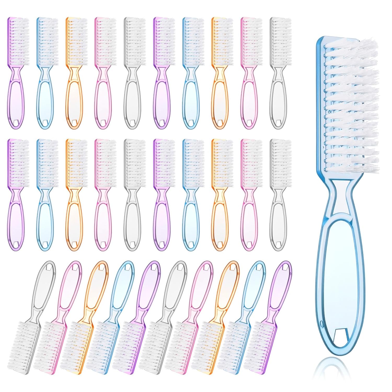 50 Pcs Handle Grip Nail Scrubber Brushes, Manicure Pedicure Cleaning Brushes for Fingernails and