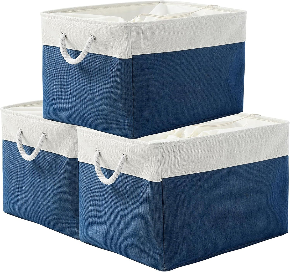 TheWarmHome Organization and Storage Basket for Shelves - Jumbo 3 Pack 20x16x14 inch Collapsible