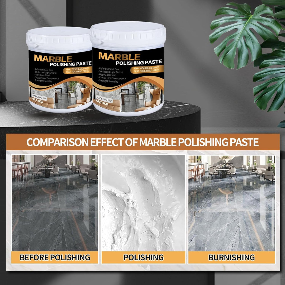 Marble Polishing Paste Kit, Marble Polishing Compound, Countertop Cleaner, Quartz Polish, Sealant &