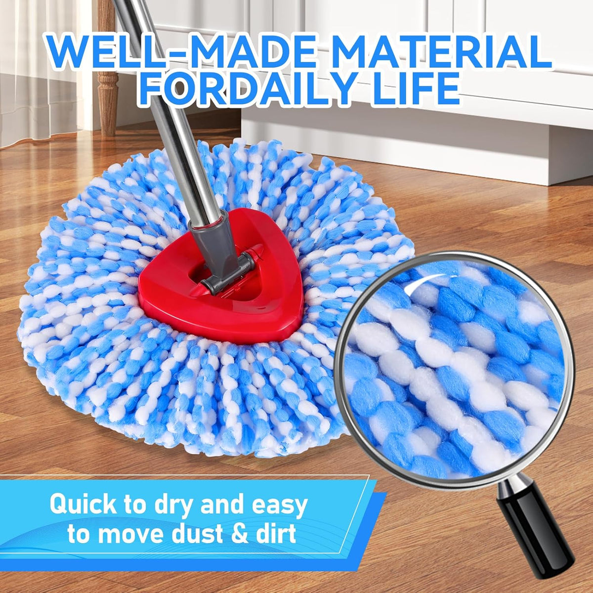 7 Pack Spin Mop Head for O-Ceda RinseClean 2 Tank System, 4 Triangle Microfiber Mop Replacement