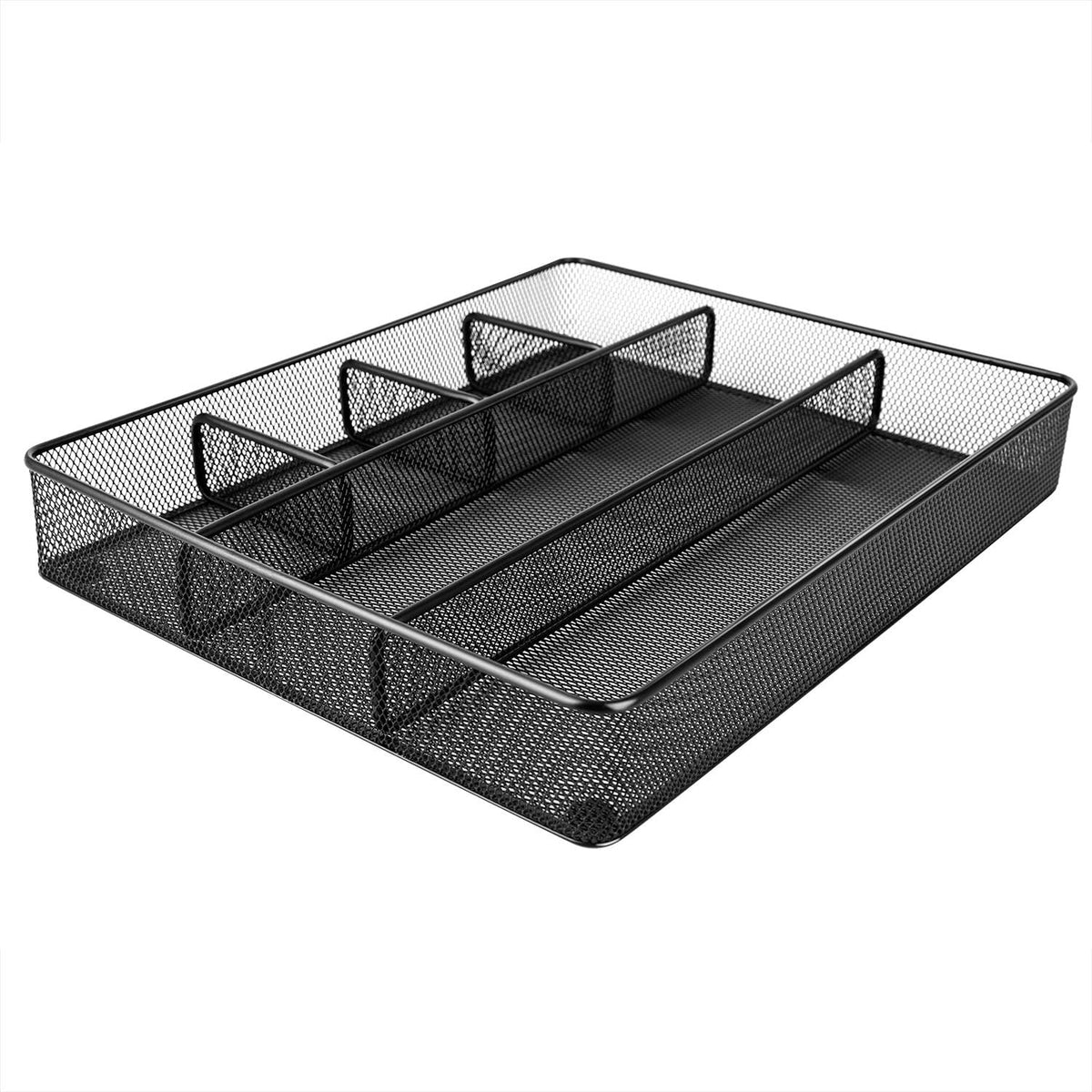 Amazon Basics Desk Drawer Organizer for Office and Home, Metal Mesh, Anti-Slip, 6 Compartments