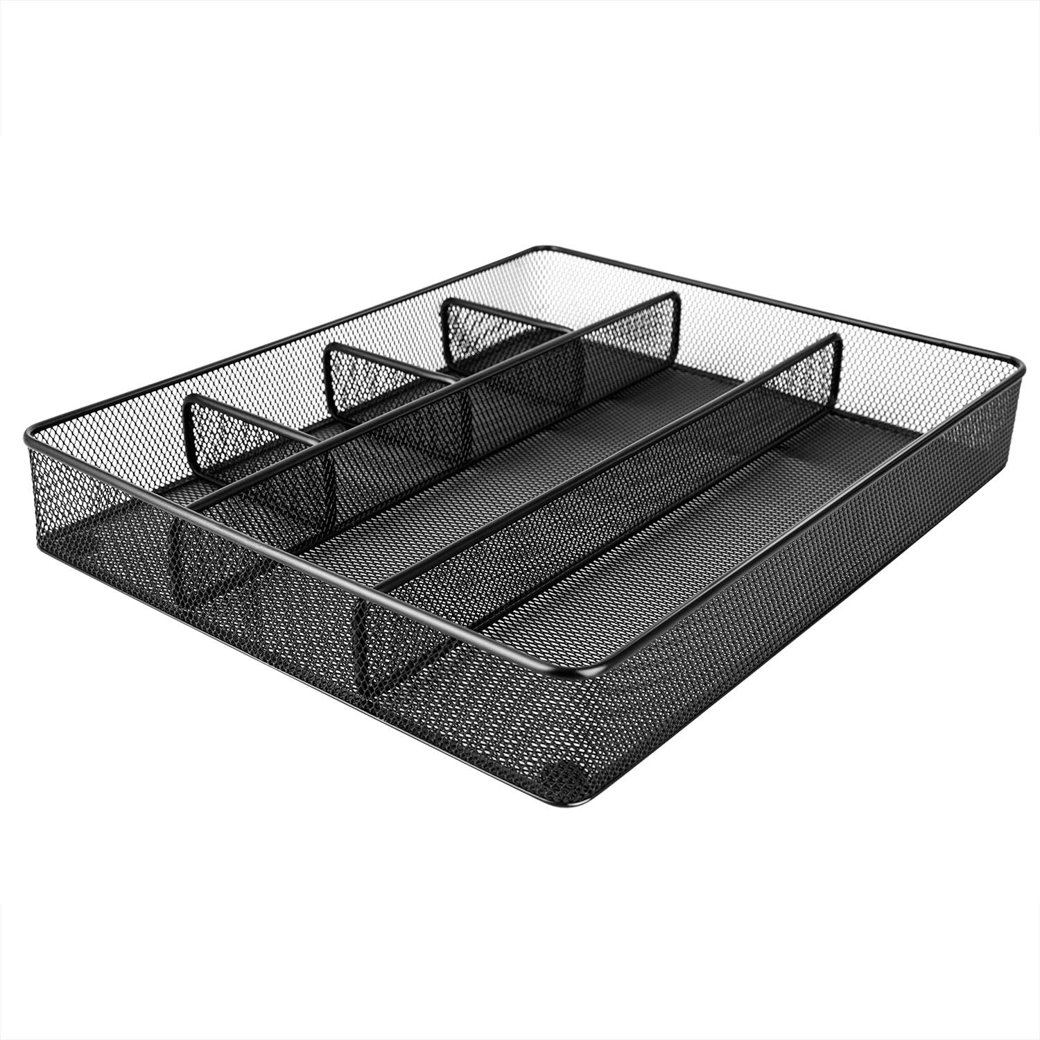 Amazon Basics Desk Drawer Organizer for Office and Home, Metal Mesh, Anti-Slip, 6 Compartments