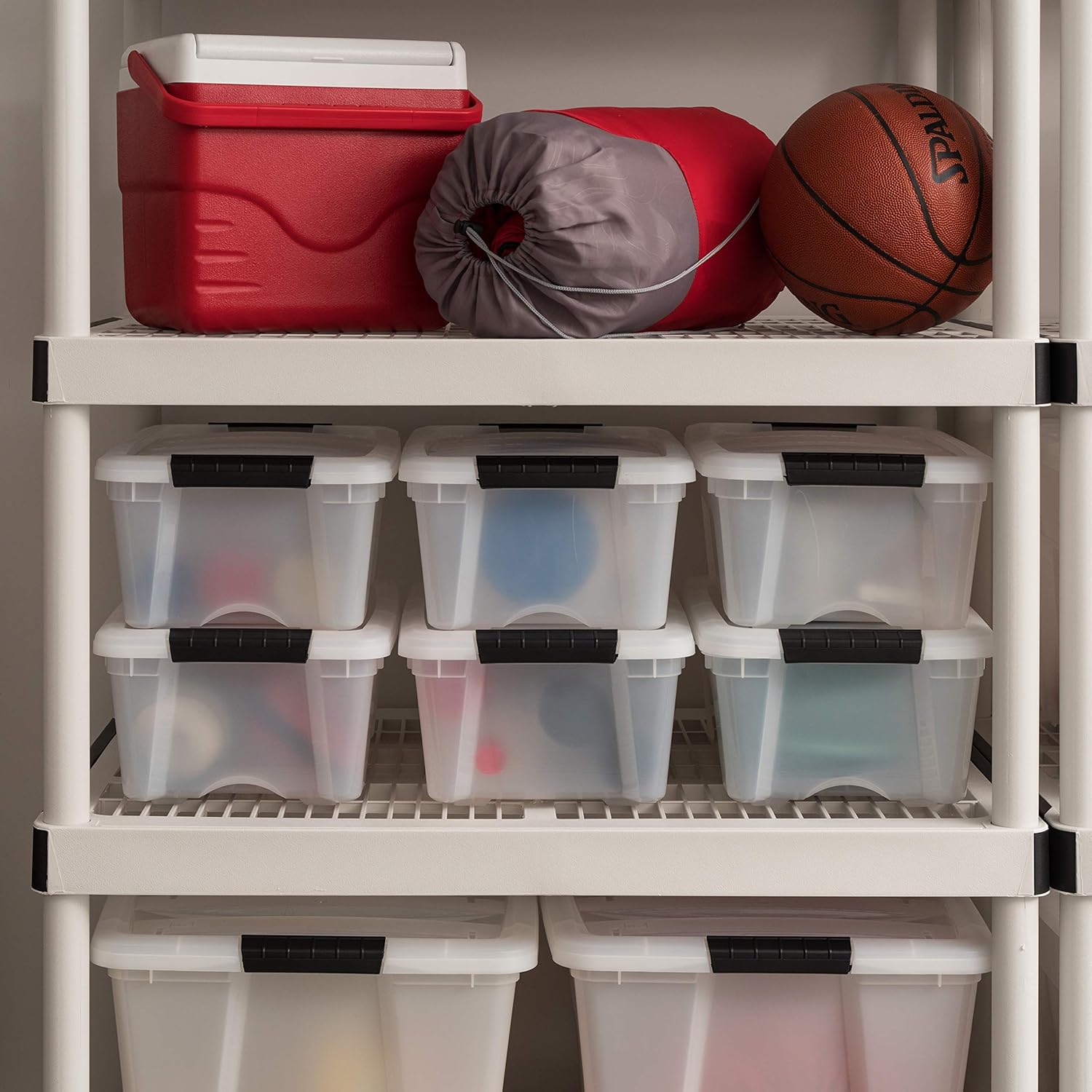 IRIS USA 13 Qt Stackable Plastic Storage Bins with Lids, 6 Pack - BPA-Free, Made in USA - Discreet