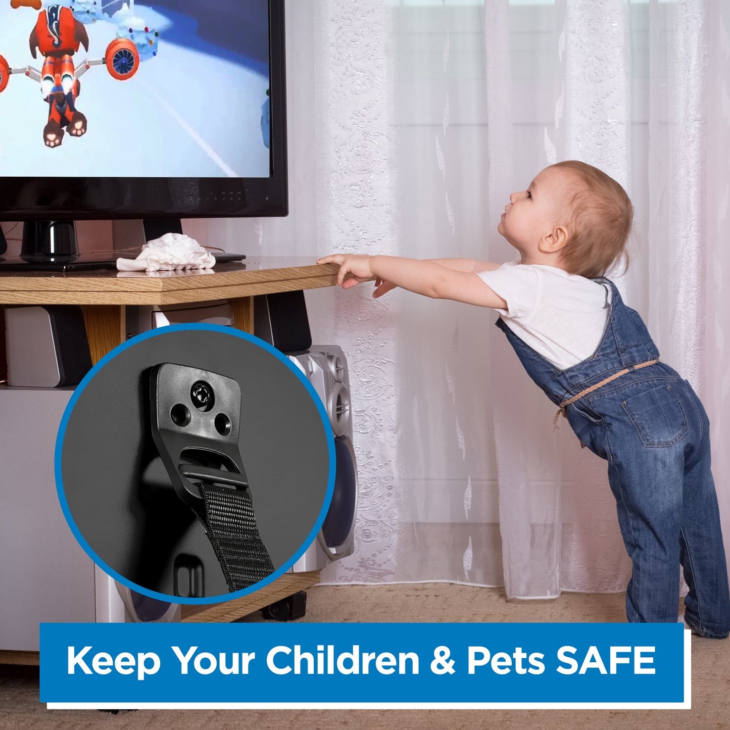 Mount-It! Safety Straps for TV, Furniture, Bookcase, Dresser and TV Stands - Anti-Tip Strap