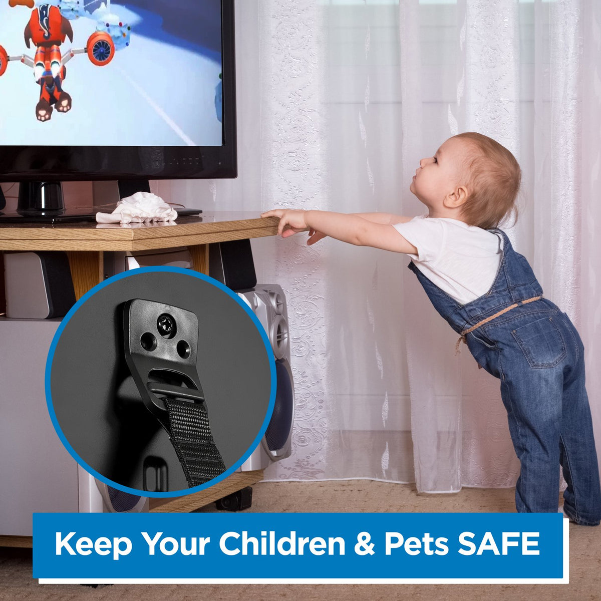 Mount-It! Safety Straps for TV, Furniture, Bookcase, Dresser and TV Stands - Anti-Tip Strap