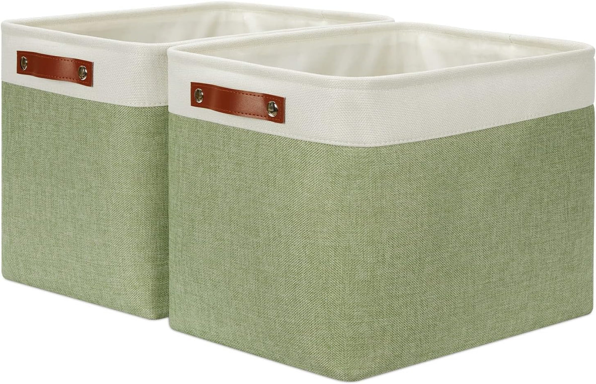 DULLEMELO 2-Pack Large Storage Baskets for Organizing 16"x12"x12" Canvas Fabric Storage Basket Bins