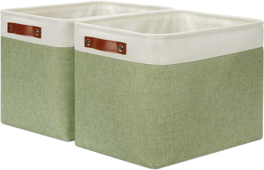 DULLEMELO 2-Pack Large Storage Baskets for Organizing 16"x12"x12" Canvas Fabric Storage Basket Bins