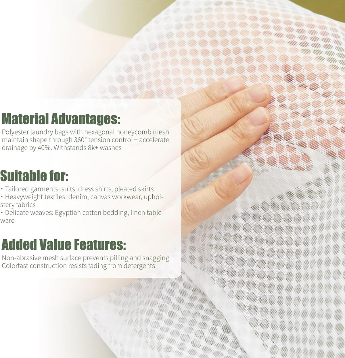 GWT 4Pcs 3D Mesh Laundry Bags with Hanging Handles (S/M/L/XL) - Durable Zippered Wash Bags for