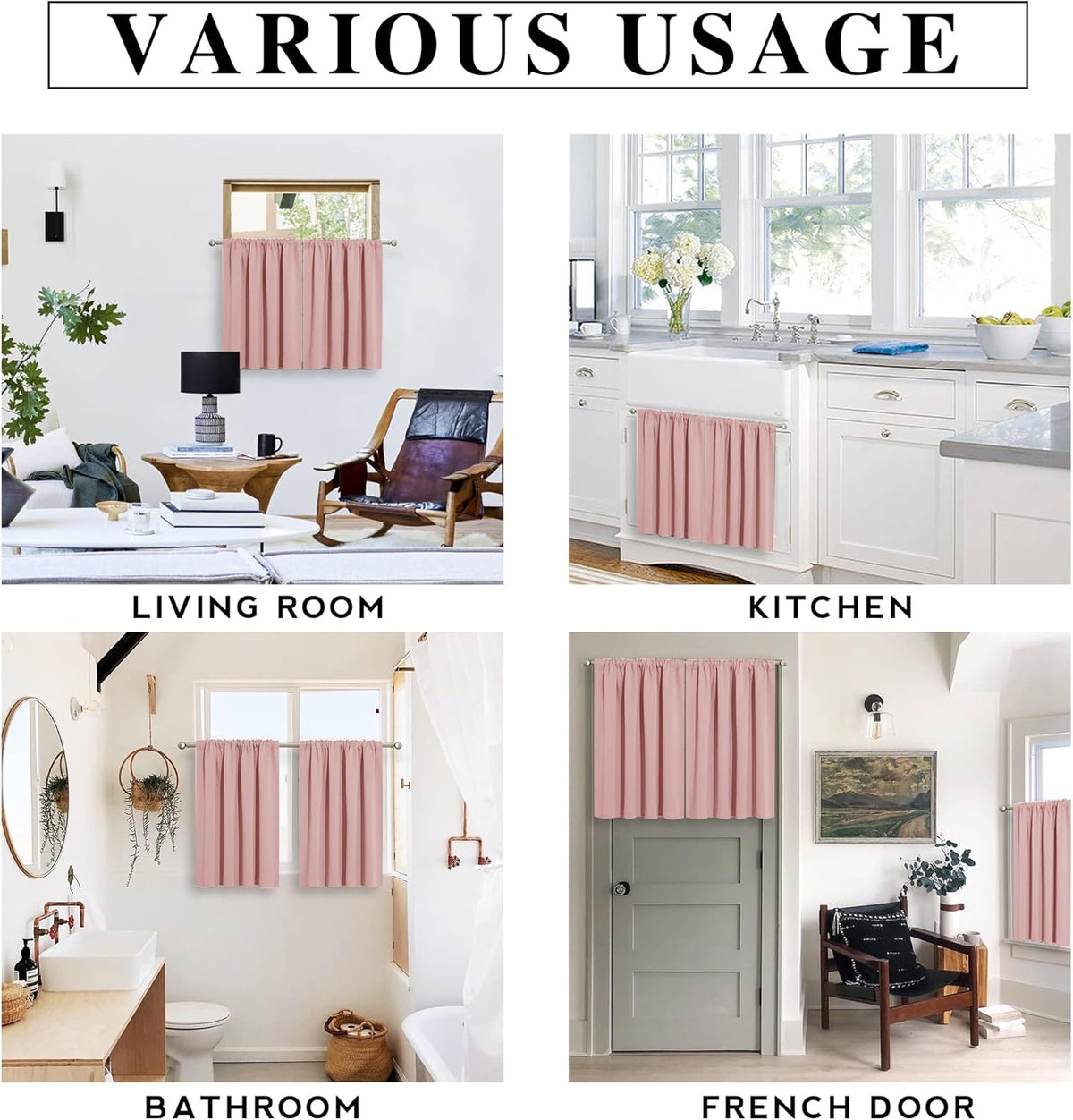 RYB Home Privacy Closet Curtains 36 inch 2 Panels Set, Room Darkening Rod Pocket Drapes Decorative