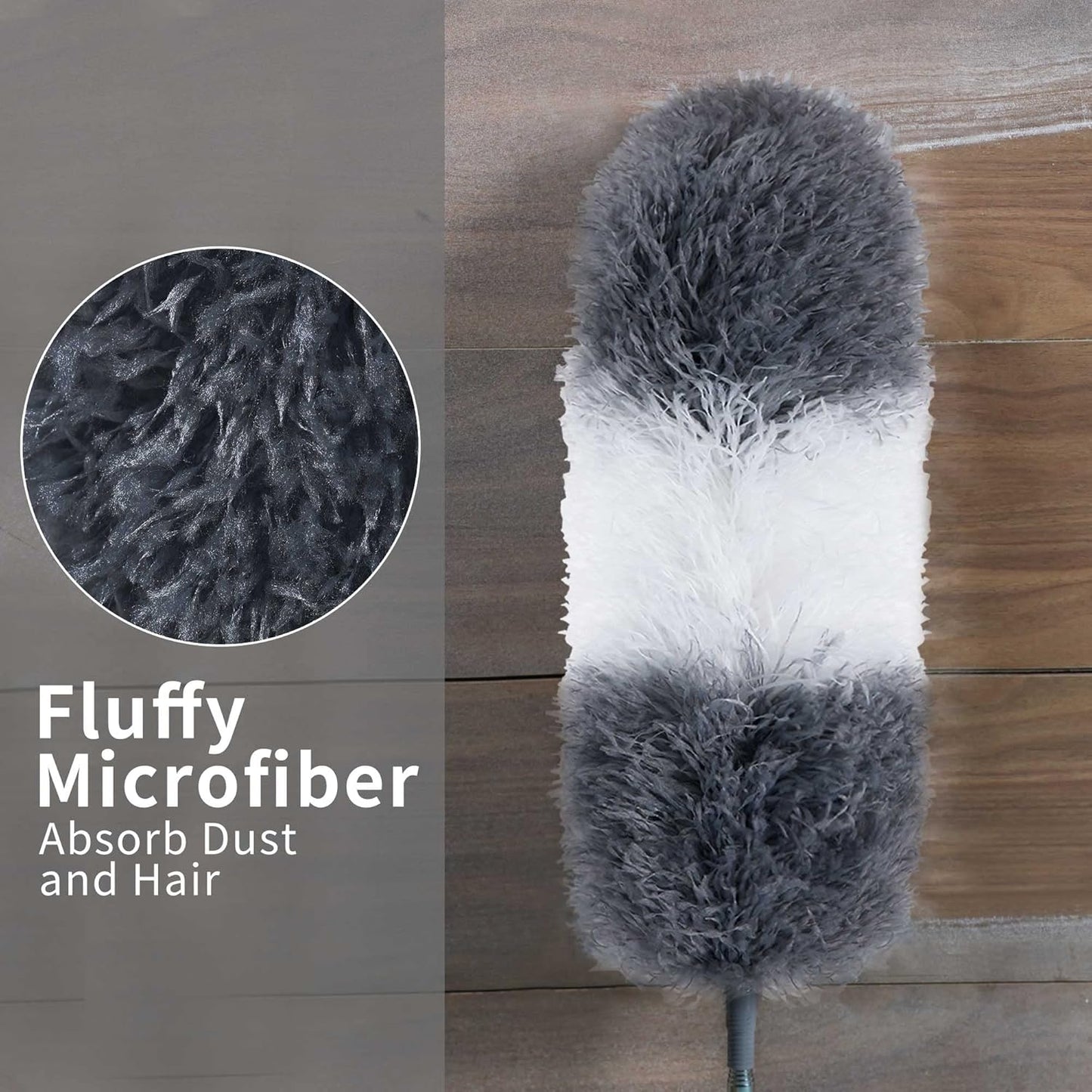 BOOMJOY Microfiber Feather Duster with 100 Inches Extendable Pole, 2 Pack Dusters for Cleaning