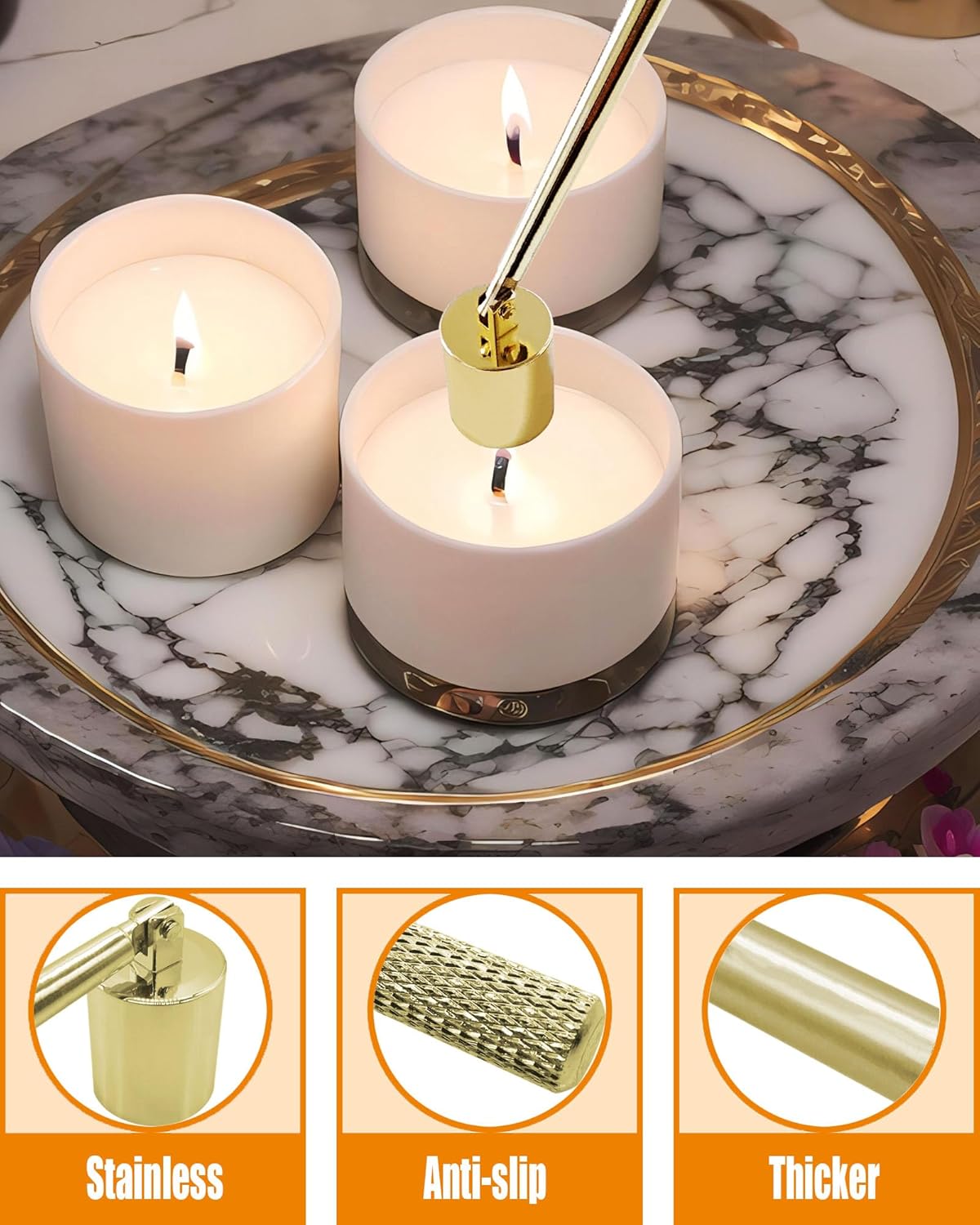 4 in1 Candle Accessory Set with Rechargeable Candle Lighter, Candle Wick Trimmer, Candle Wick