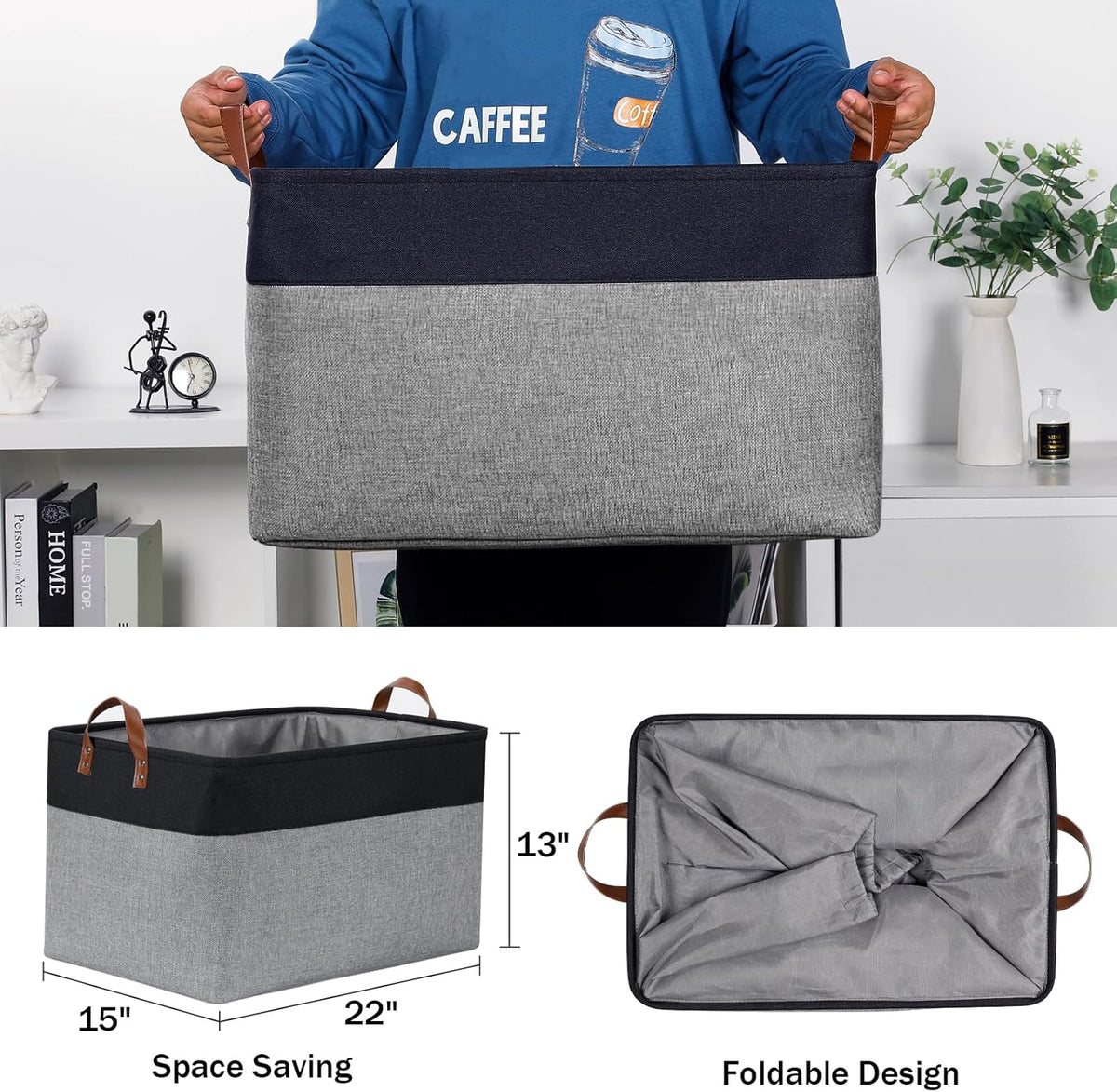 DULLEMELO Extra Large Storage Basket 22X15, 70L Foldable Fabric Toys Baskets Organizer Bins
