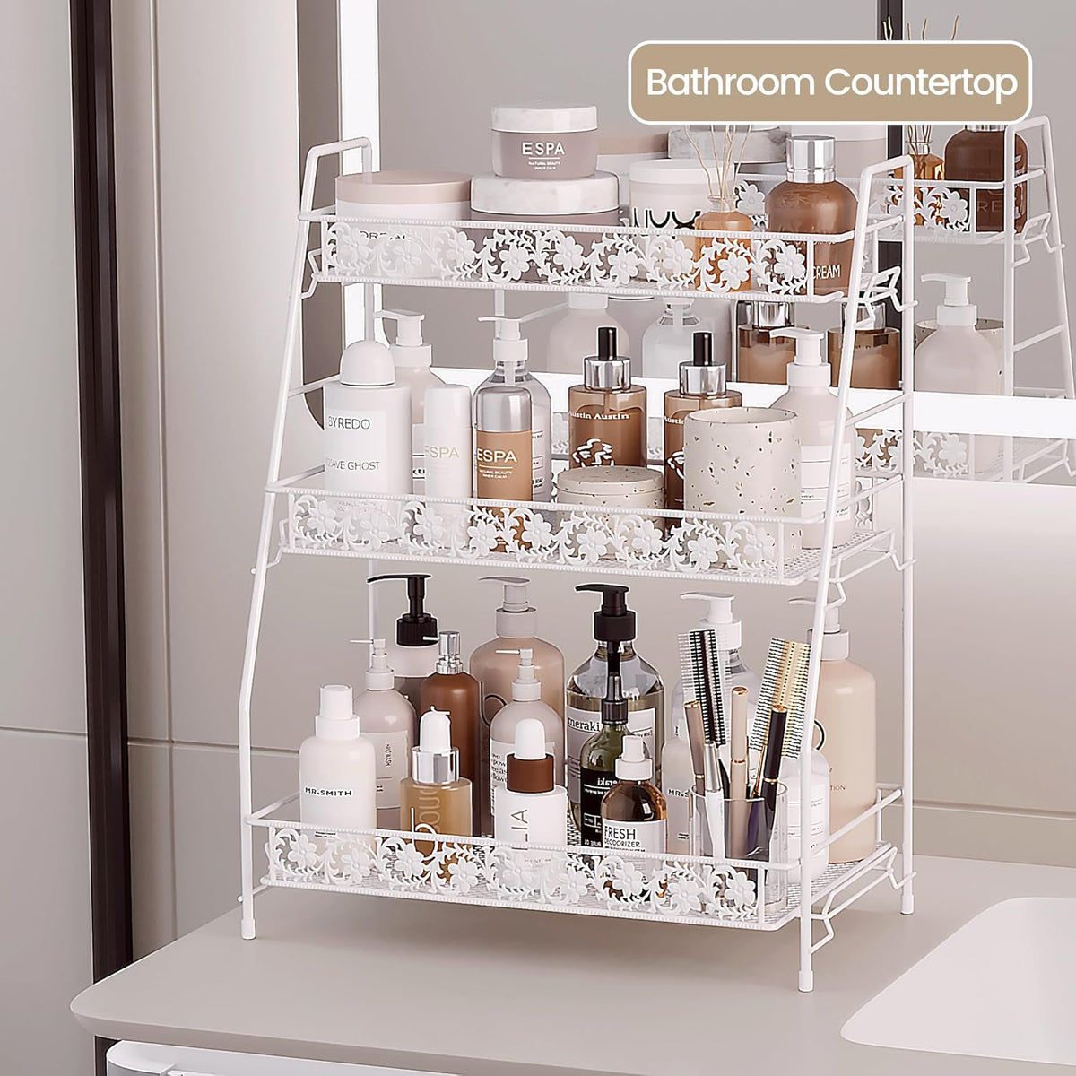 3-Tier Large Size Storage Rack,Counter Organiztion for Bathroom Countertop Organizer Shelf for