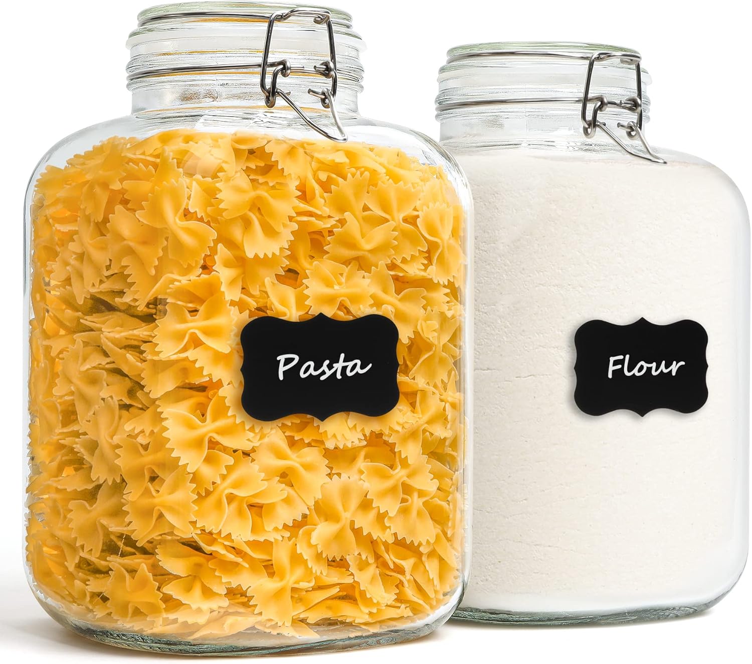 ComSaf 1 Gallon Glass Jar with Lid, Flour Sugar Storage Containers 128oz, Cereal containers