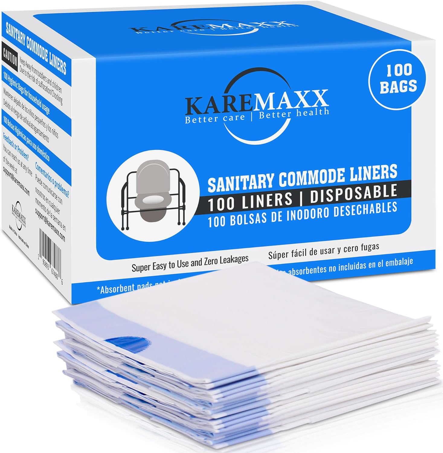 100 Bedside Commode Liners Bags for Commode Toilet - Leak Proof & Odorless Potty Liners for