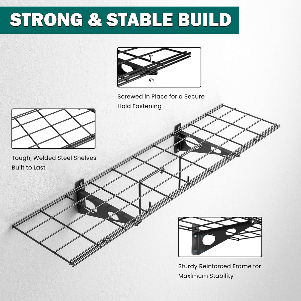 EVERHANGER Garage Wall Shelves, 12 X 48 Inch Wall Mounted Storage Shelves, Heavy Duty Metal
