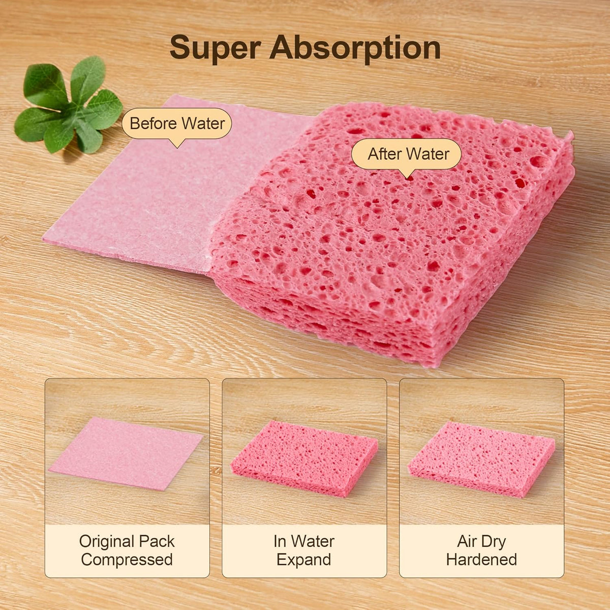 JOYMOOP Dish Sponge Scrubber, Cellulose Sponges Kitchen for Non-Scratch Washing Dishes, Household