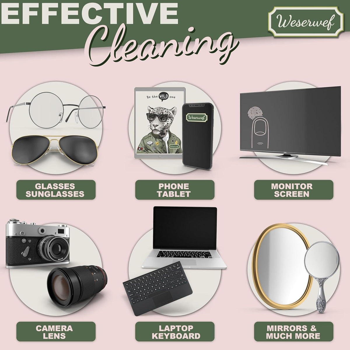 WESERWEF Design Microfiber Glasses Cleaning Cloth – Premium Cleaning Cloth for Eyeglasses, Screens