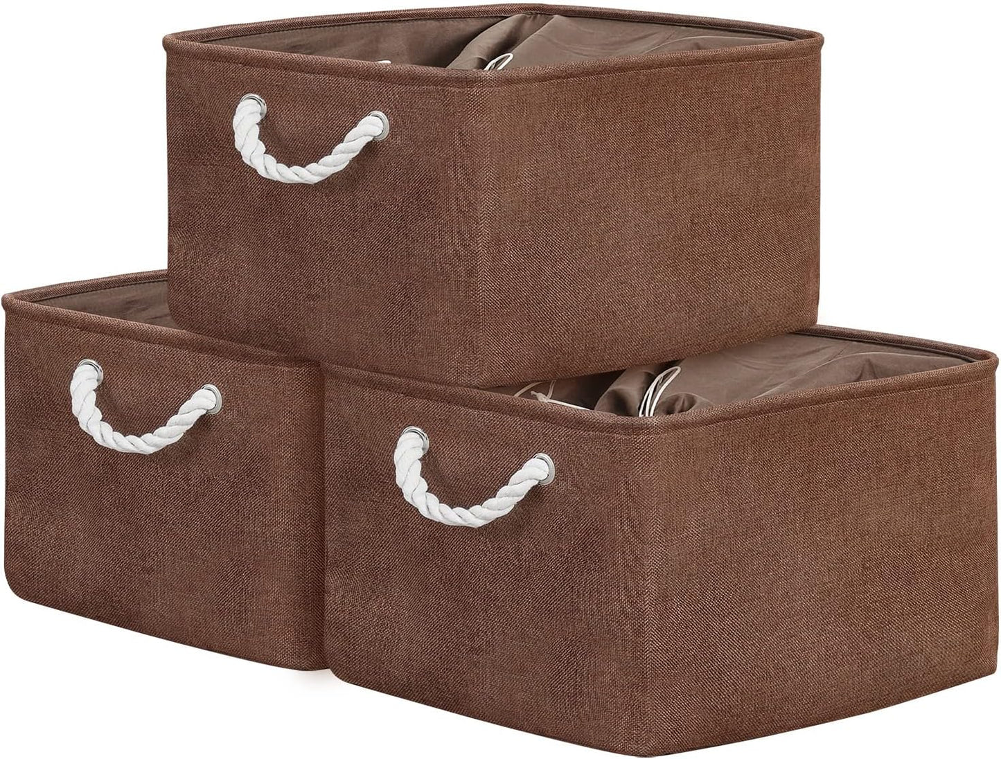 TheWarmHome Organization and Storage Basket for Organizing - 17x14x10 inch 3 Pack Fabric Storage