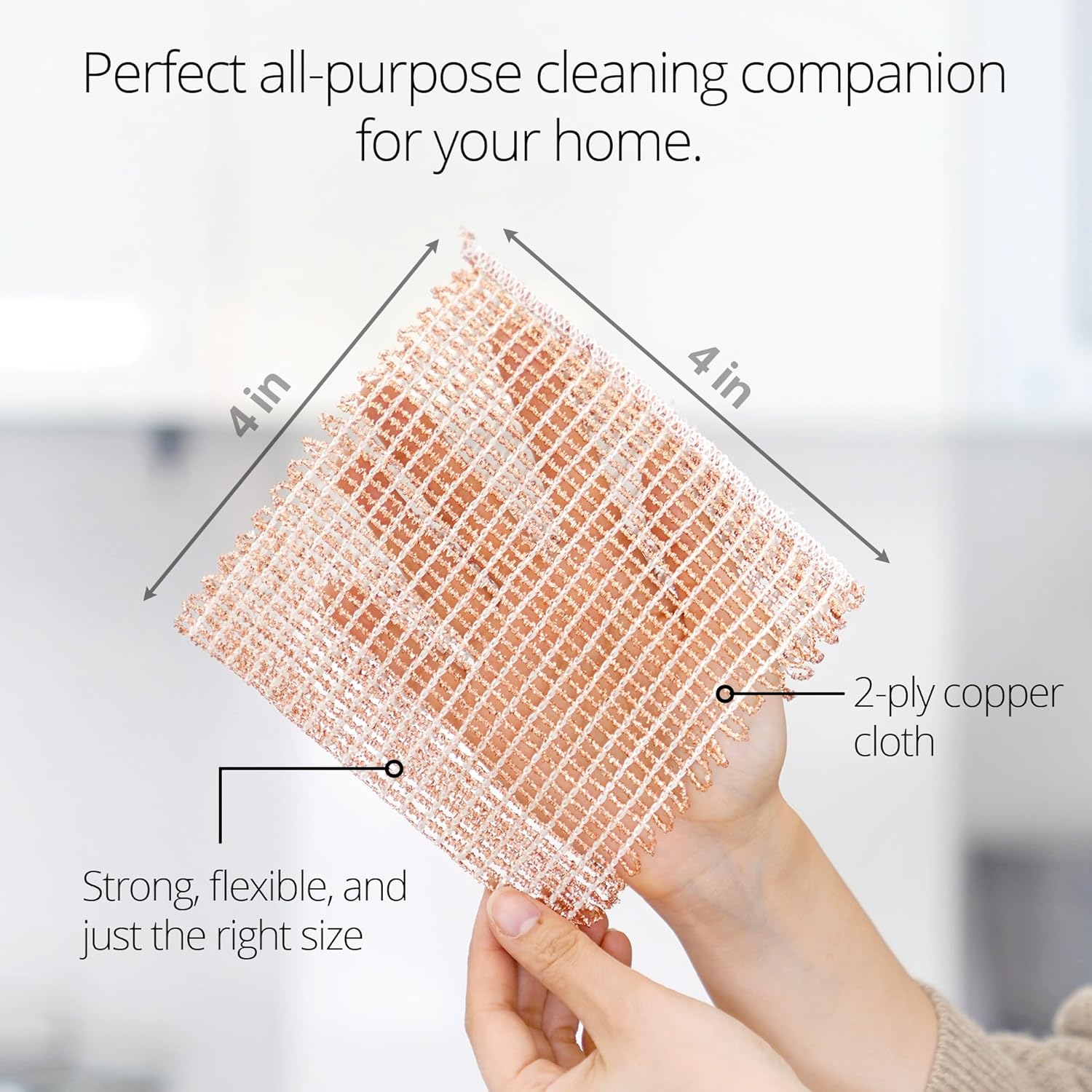 Naroa Copper Scrubbing Pads 3 Pack | 2-Ply Non-Abrasive Metal Mesh Scrubber | Reusable Copper