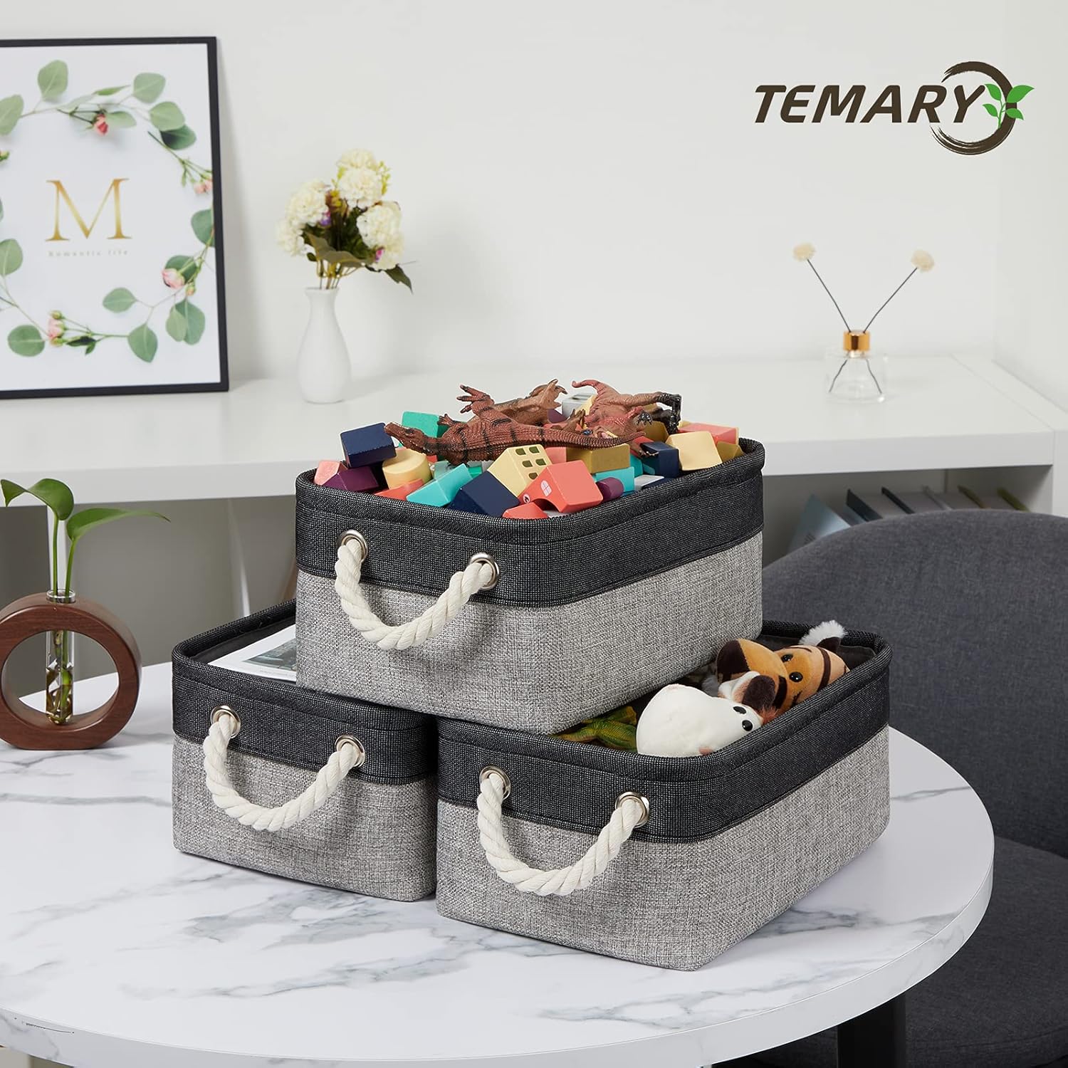 Temary Fabric Storage Baskets 6 Pcs Small Cloth Basket for Shelves Collapsible Decorative Storage