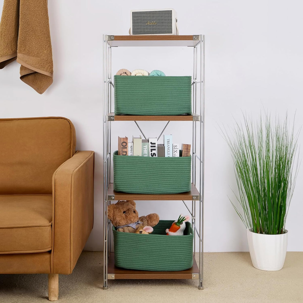 Large Storage Baskets for Shelves, Closet Organizers Bins for Clothes Blanket Towels, Baby Nursery