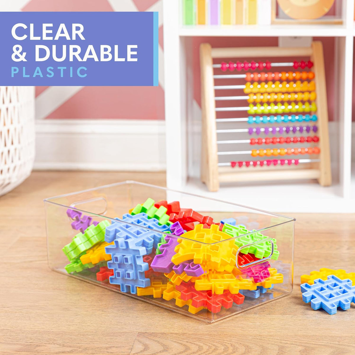 Plastic Food Storage 8 Pack Clear Container Bin with Handles for Organizing Kitchen, Pantry