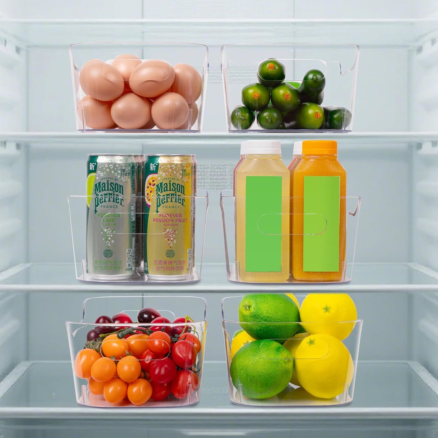 Tiawudi Set of 8 Clear Plastic Storage Bins, 2 Extra Large and 6 Small Storage Containers for