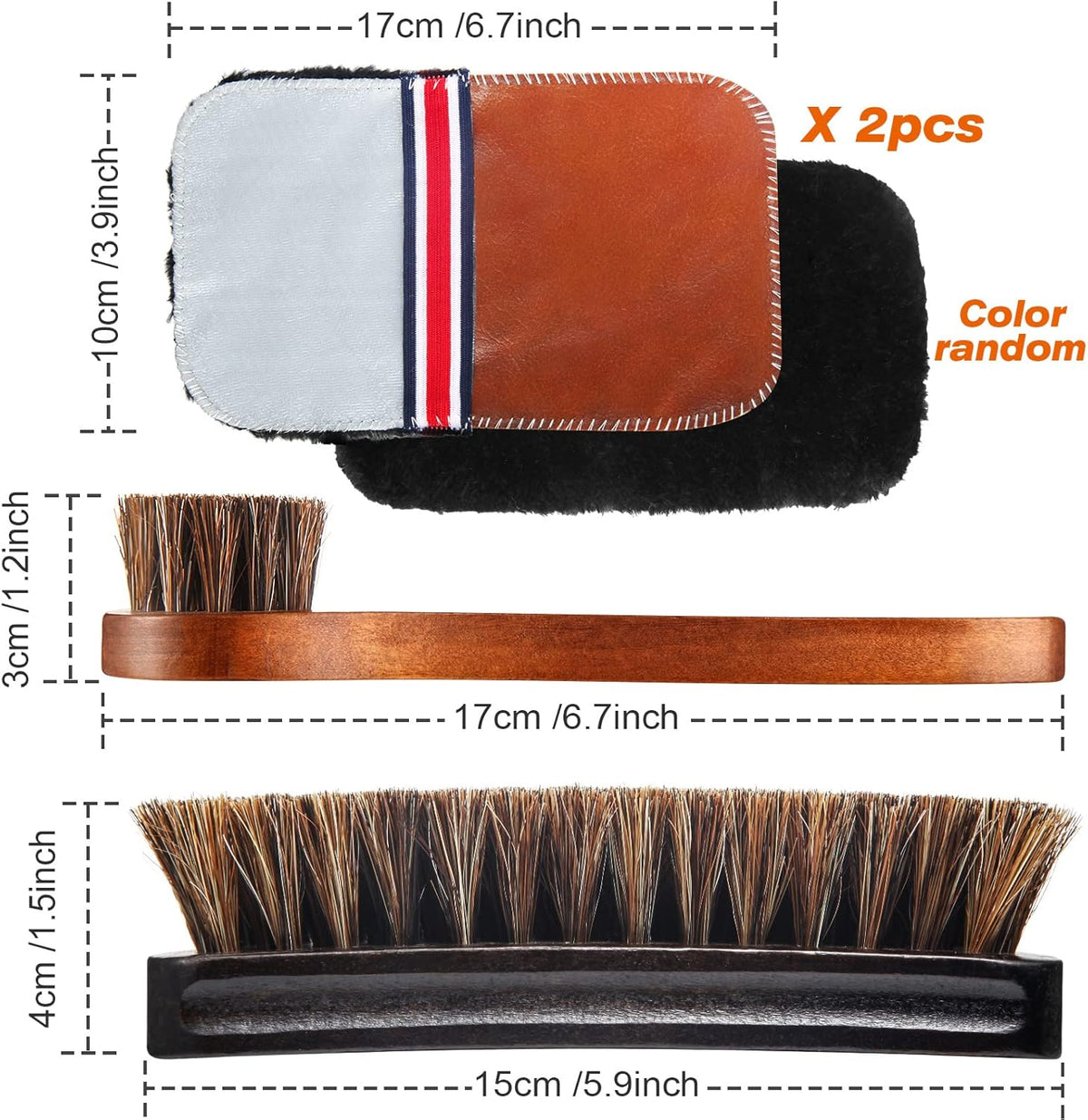 4 Pcs Horsehair Shine Shoes Brush Kit Polish Dauber Applicators Cleaning Leather Shoes Boots Care