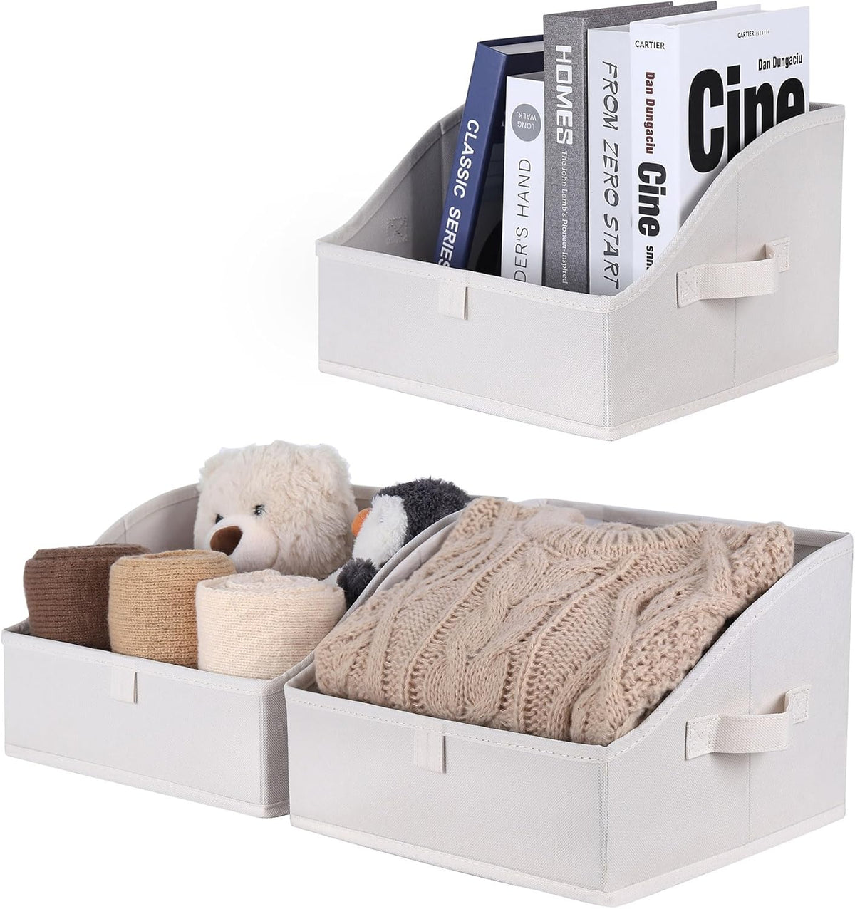 WUIKE Closet Storage Bins, Large Trapezoid Storage Boxes with Handles, Fabric Storage Baskets for