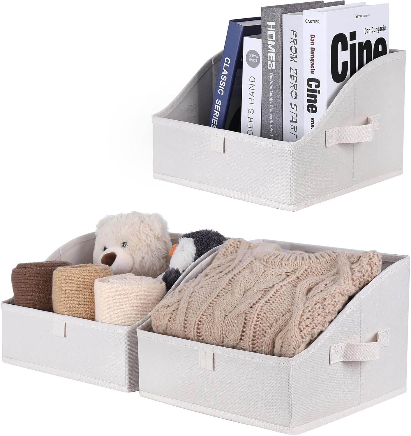 WUIKE Closet Storage Bins, Large Trapezoid Storage Boxes with Handles, Fabric Storage Baskets for