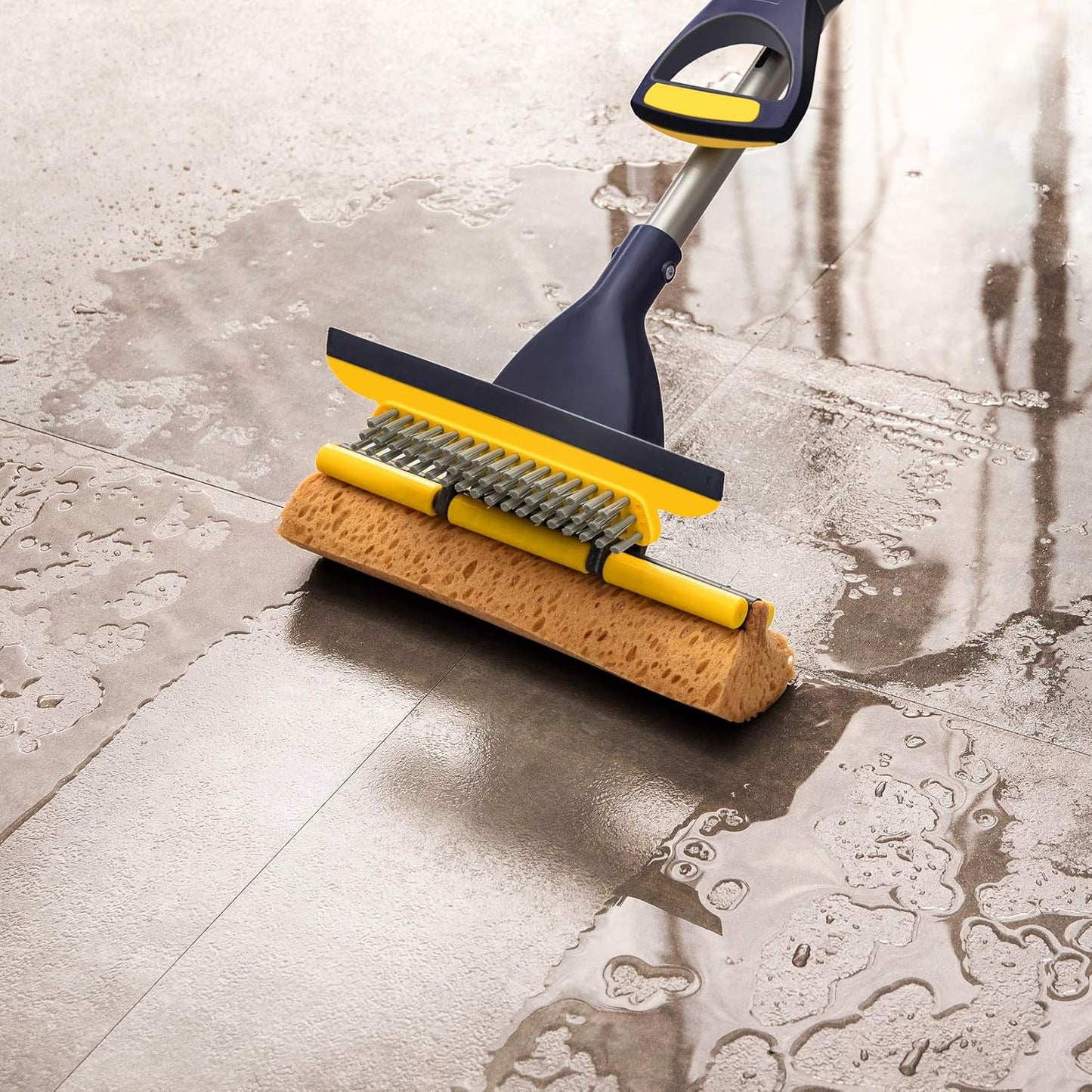 Yocada Sponge Mop Home Commercial Use Tile Floor Bathroom Garage Cleaning Total 3 Sponge Heads