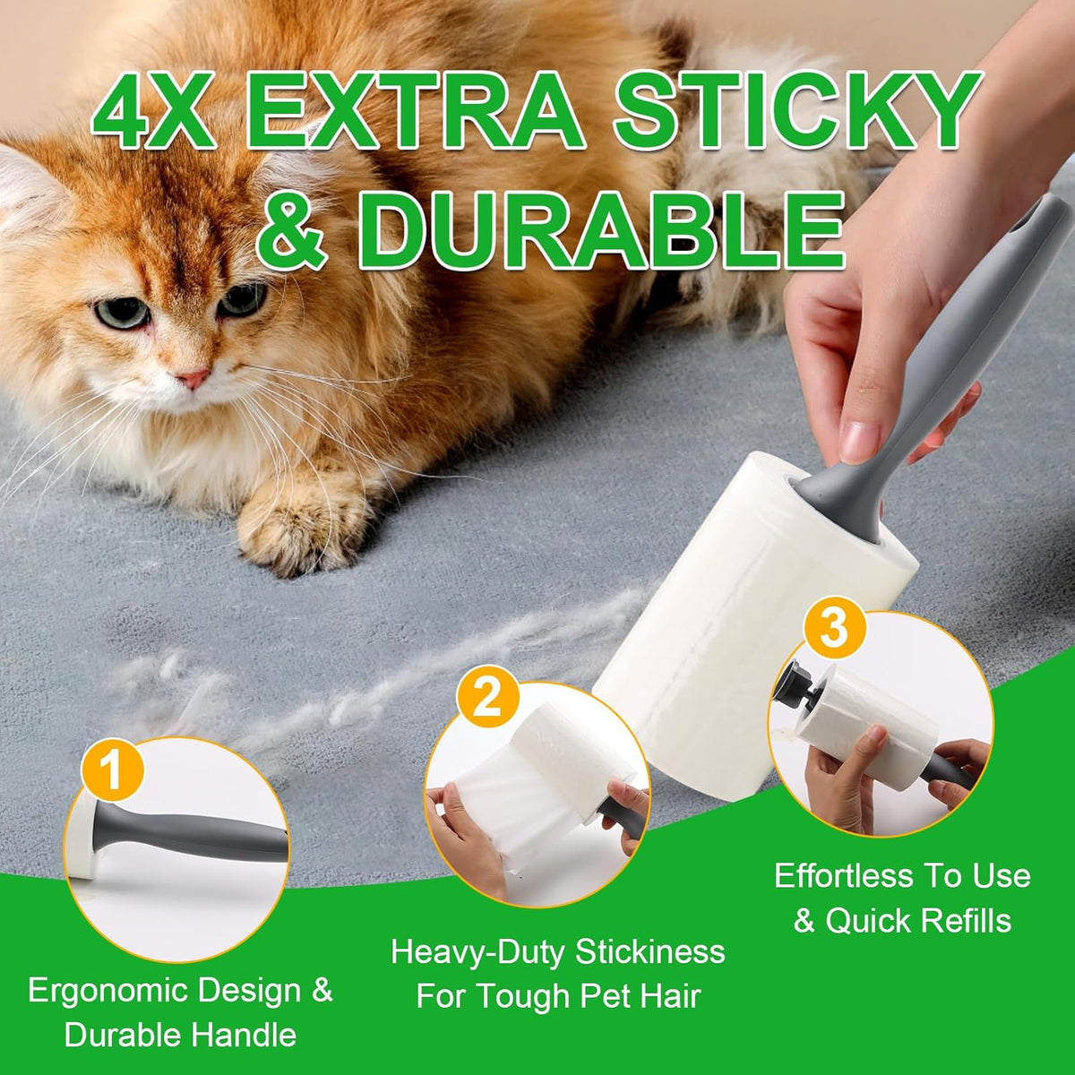 Lint Roller for Pet Hair 500 Sheets Extra Sticky Pet Hair Remover for Clothes Furniture Carpet