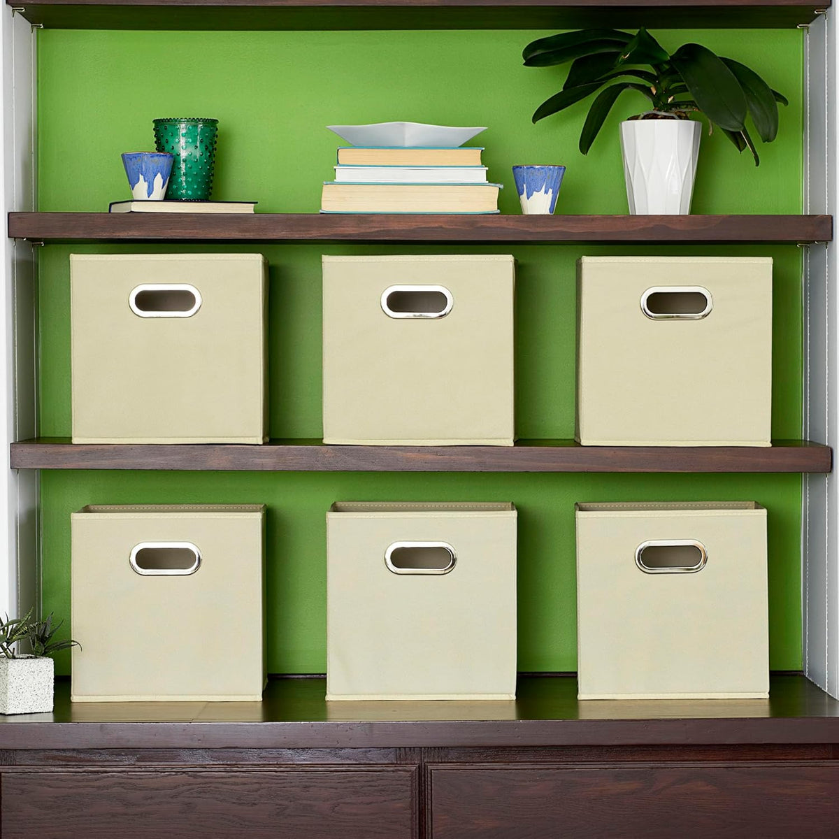 Household Essentials 82-1 Foldable Fabric Storage Bins | Set of 6 Cubby Cubes with Handles |