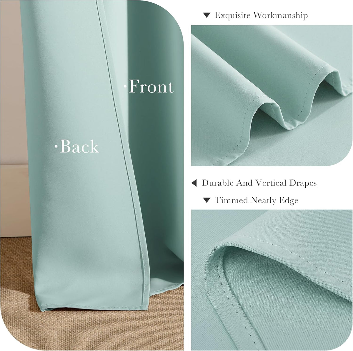 PONY DANCE Aqua Blackout Curtains 80 inch Long 2 Panels Set, Thermal Insulated Solid Grommet Closet