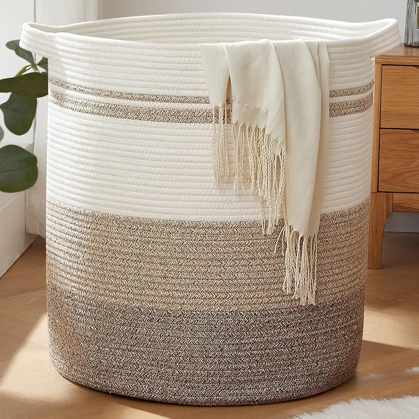 OIAHOMY 115L Laundry Baskets Hamper with Handles, Decorative Basket for Living room, Woven Storage