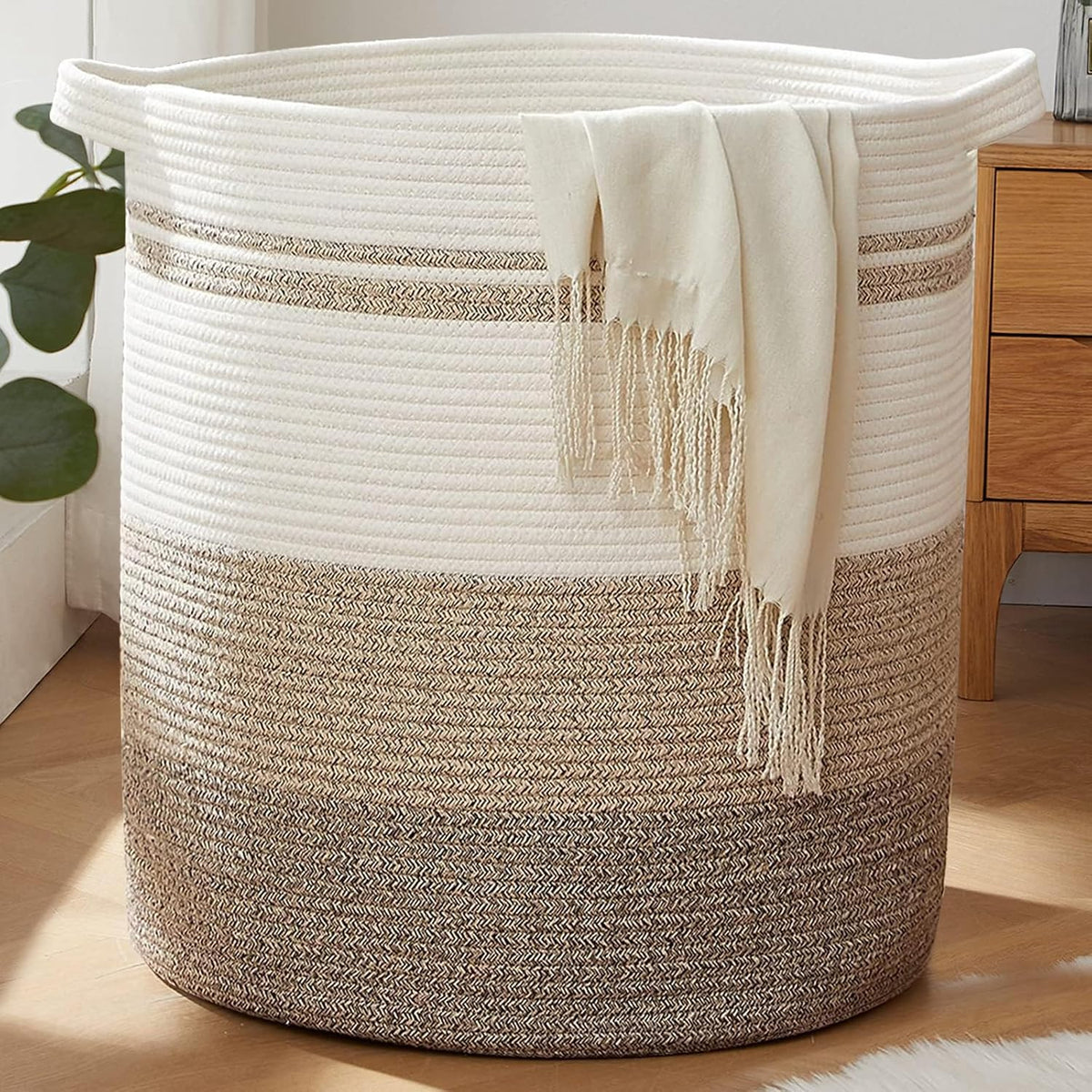 OIAHOMY 115L Laundry Baskets Hamper with Handles, Decorative Basket for Living room, Woven Storage