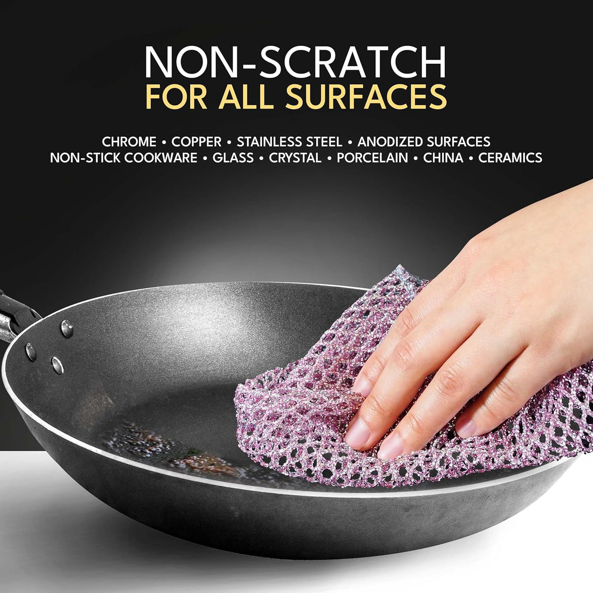 The Crown Choice Heavy Duty Non-Scratch Dish Scrubbers for Cleaning Dishes & Pots (6Pcs) - Replace