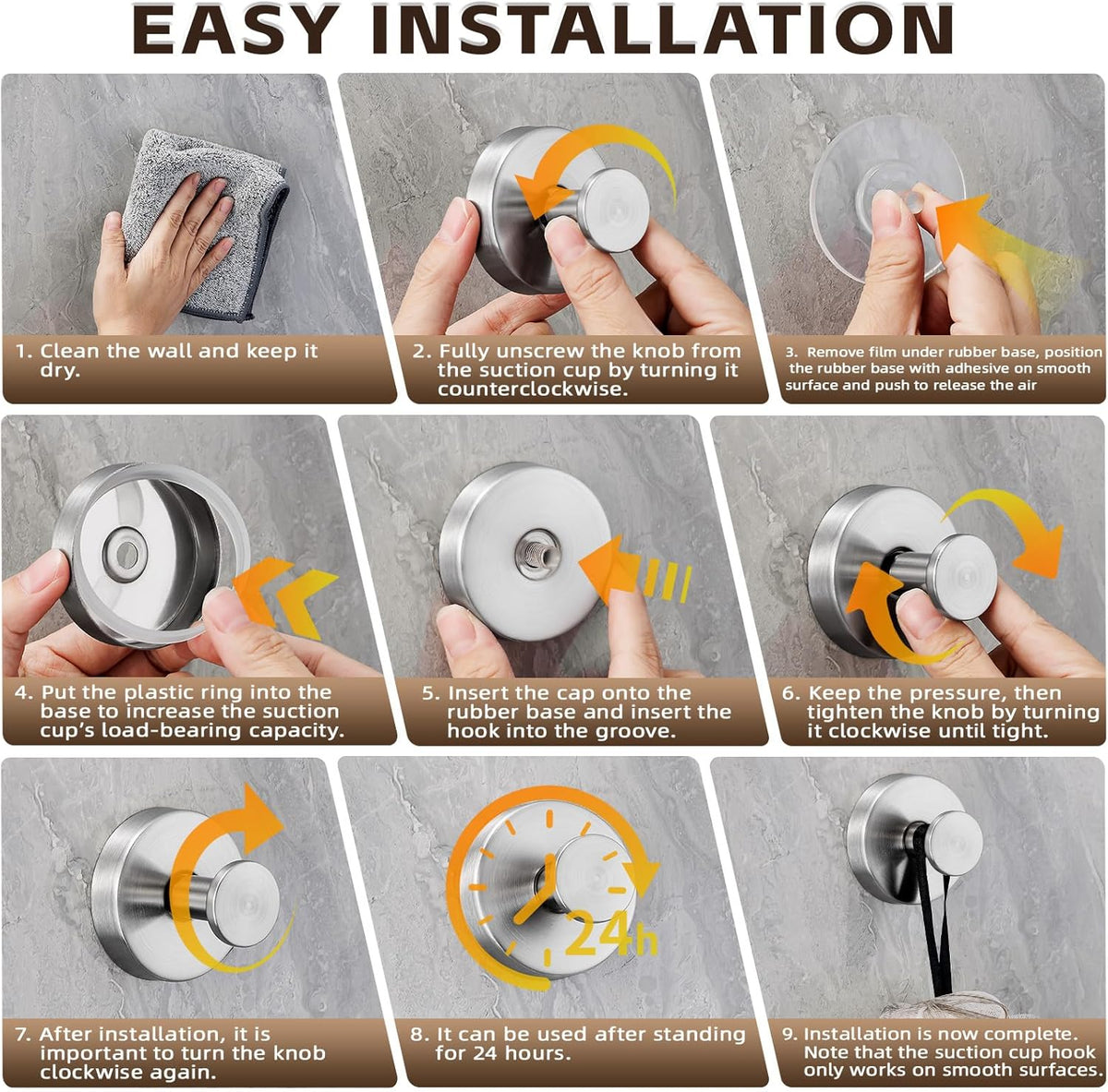 Reusable Heavy Duty Suction Cup Hooks for Kitchen/Bathroom/Shower - Wet-Proof Hooks for Towels