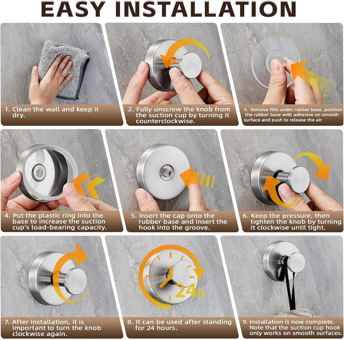 Reusable Heavy Duty Suction Cup Hooks for Kitchen/Bathroom/Shower - Wet-Proof Hooks for Towels