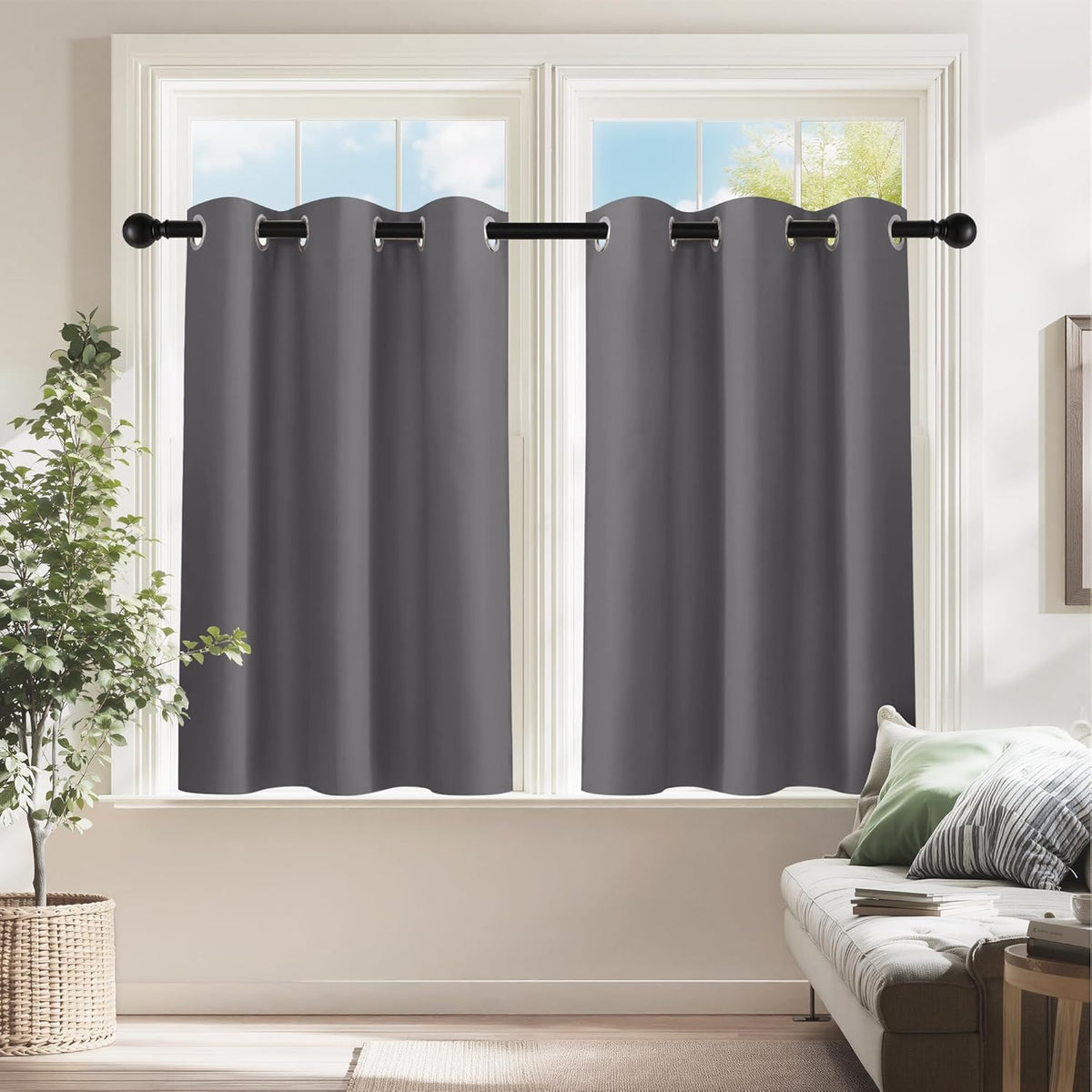 PONY DANCE Kitchen Curtains 24 inch Length - Blackout Camper Curtains for Travel Trailers, Set of 2