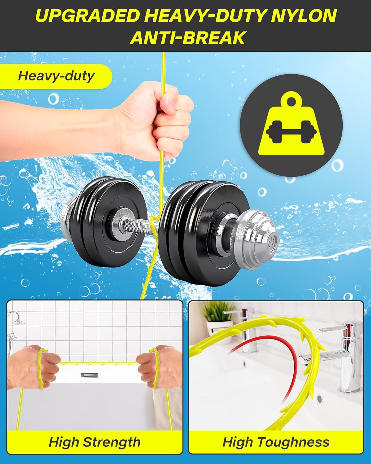 35inch Drain Clog Remover, Drain Cleaner Hair Clog Remover with Rotating Handle and 7 Refills
