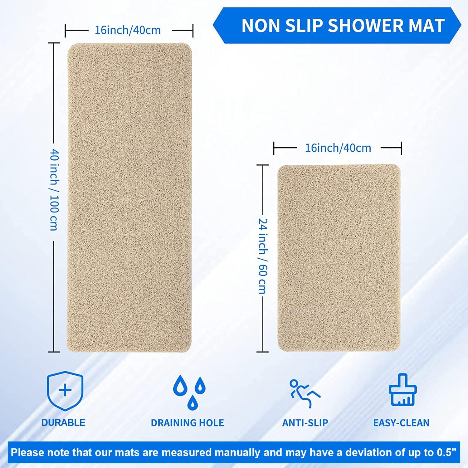 Non-Slip Shower Mat Bathtub Mat for Bath Tub,Anti Slip Bath Tub Mat,Floor Mat,Soft PVC Loofah