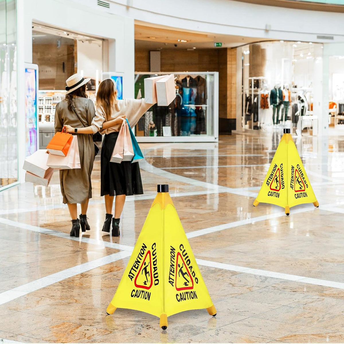 10 Pcs Pop up Wet Floor Sign with Storage Tube 20 Inch Wet Safety Signs Commercial Caution Safety
